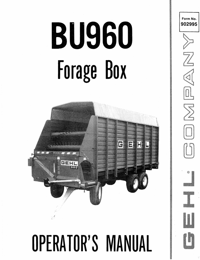 GEHL BU960 Forage Box Operator Manual 902995 PDF Download