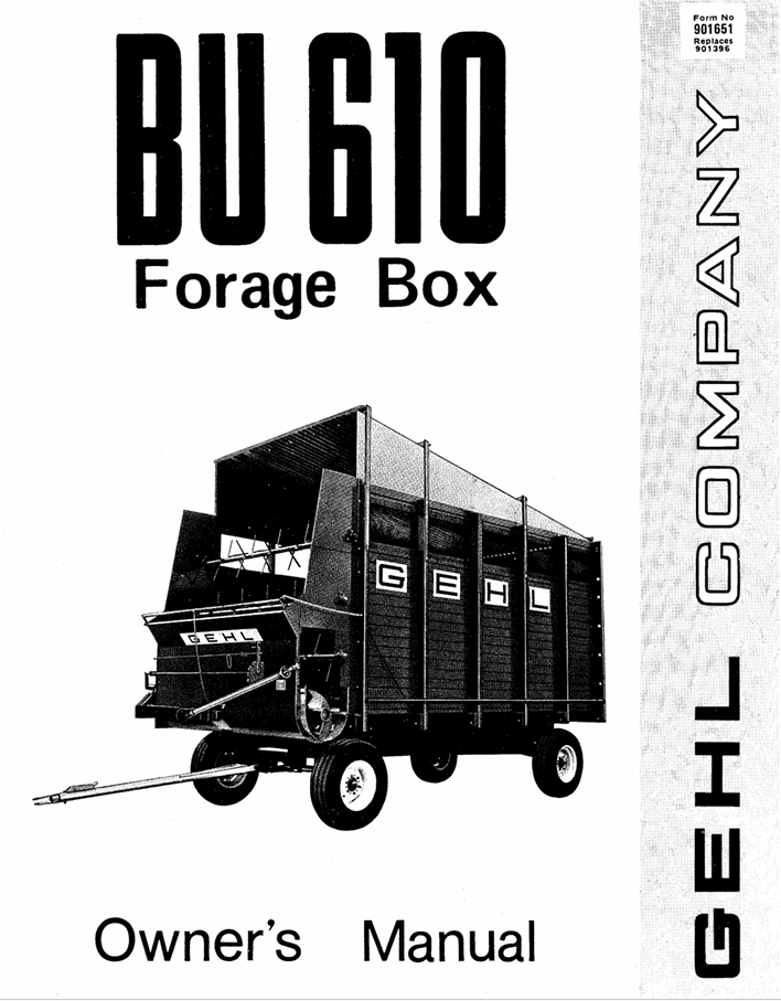 GEHL BU 610 Forage Box Owner Manual 901651 PDF Download