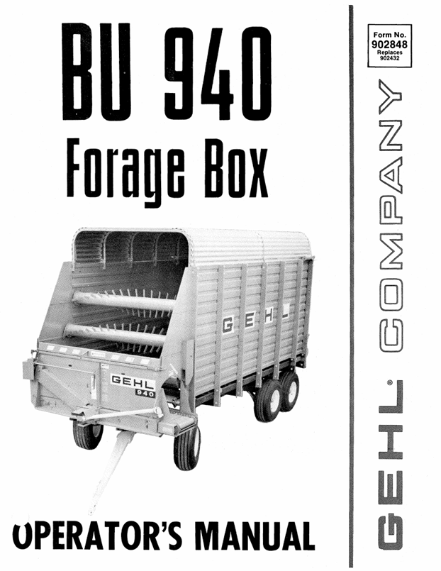 GEHL BU 940 Forage Box Operator Manual 902848 PDF Download