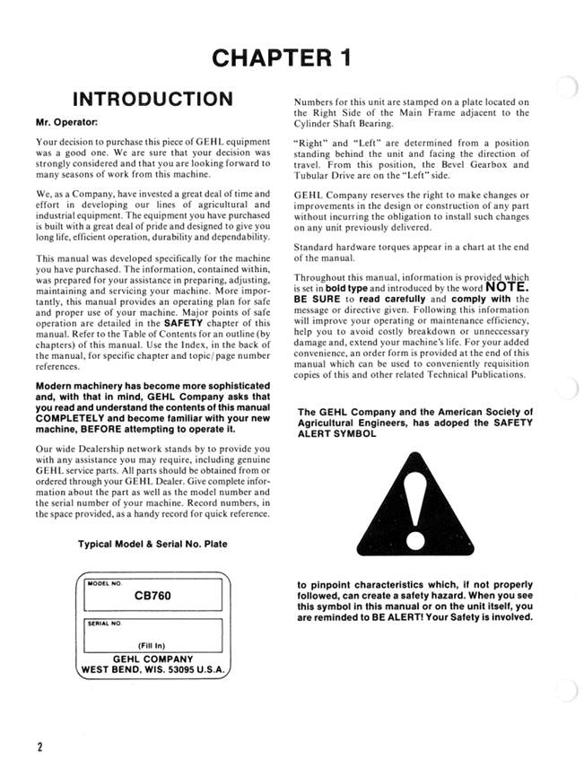GEHL CB760 Forage Harvester Owners Operator Manual PDF