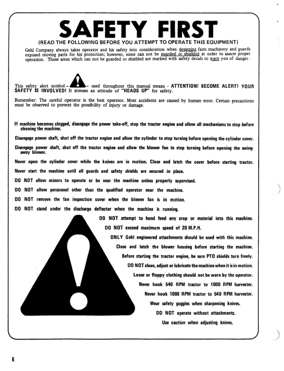 GEHL CB 600 Agricultural Forage Harvester Manual 901558 PDF