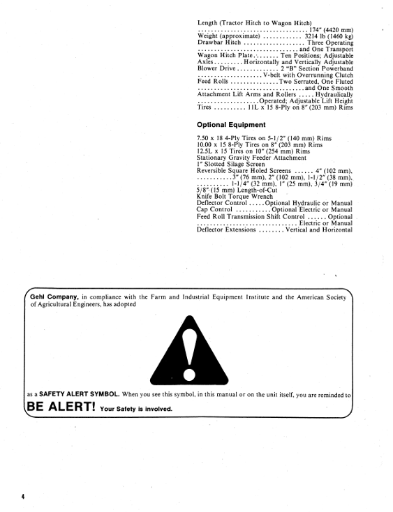 GEHL CB 800 Agricultural Forage Harvester Manual 902207 PDF