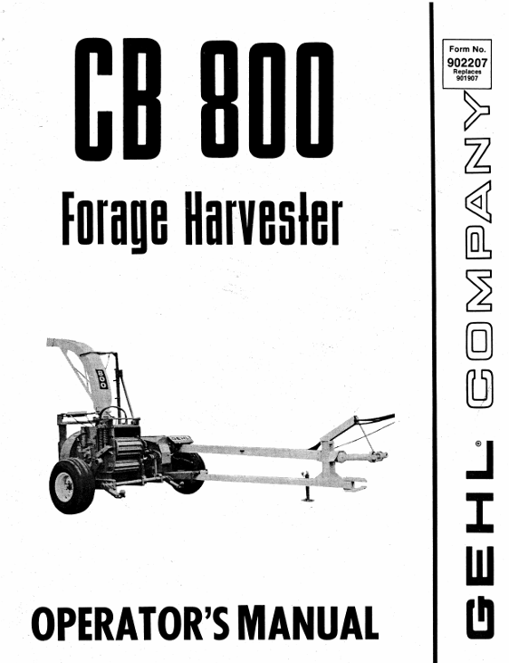 GEHL CB 800 Forage Harvester Operator Manual 902207 PDF Download