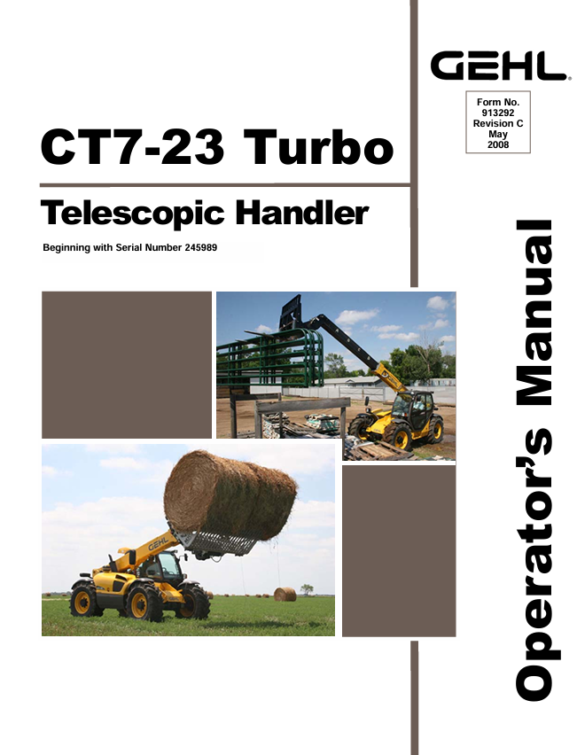 GEHL CT7-23 Turbo Telescopic Handler Operator Manual 913292 PDF
