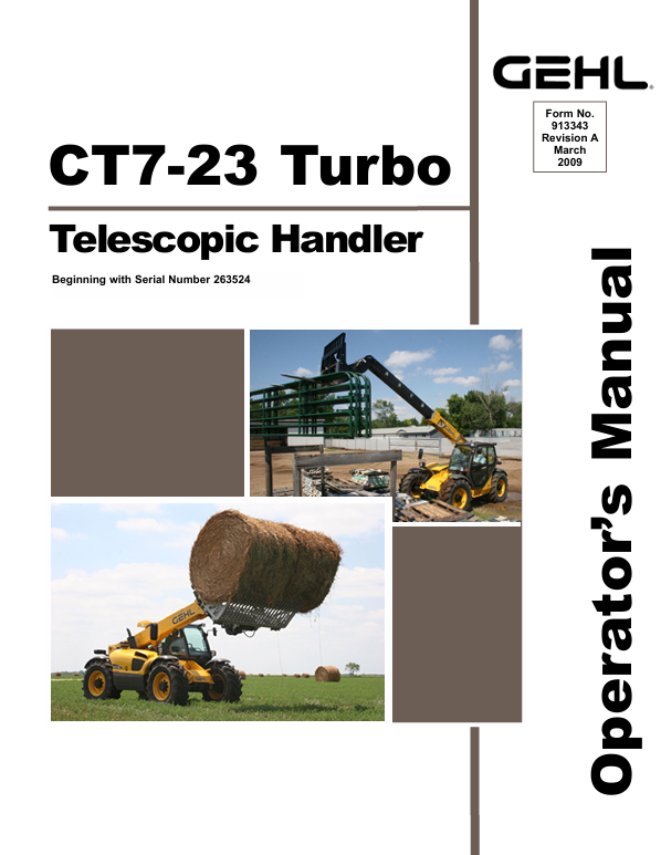 GEHL CT7-23 Turbo Telescopic Handler Operator Manual 913343 PDF