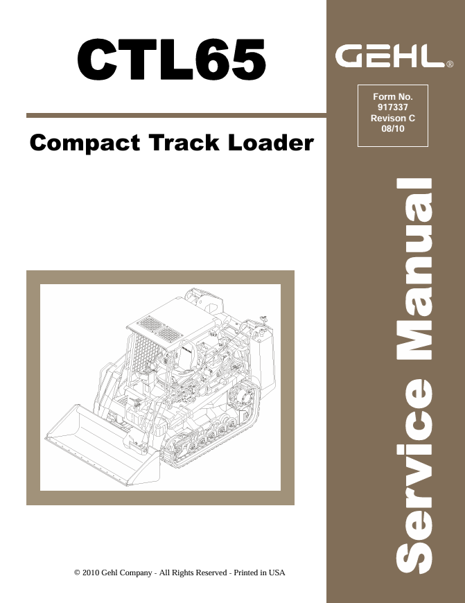 GEHL CTL65 Compact Excavator Service Manual 917337 PDF