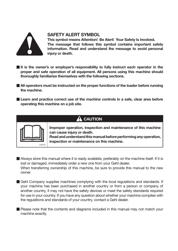 GEHL CTL75 Compact Track Loader Operator Manual 917299 PDF