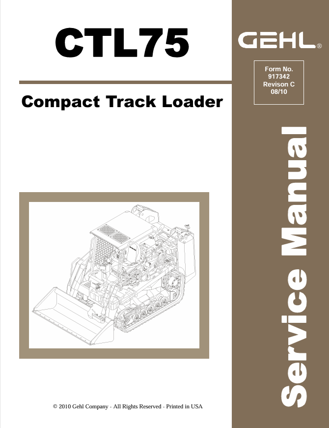 GEHL CTL75 Compact Track Loader Service Manual 917342 PDF