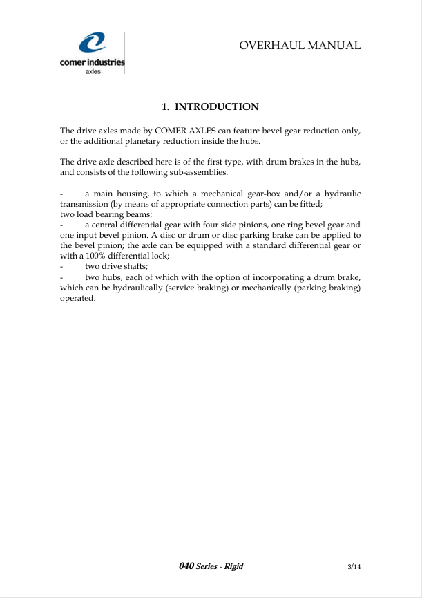 GEHL Comer Industrie 040 Axle Service Repair Manual PDF Download