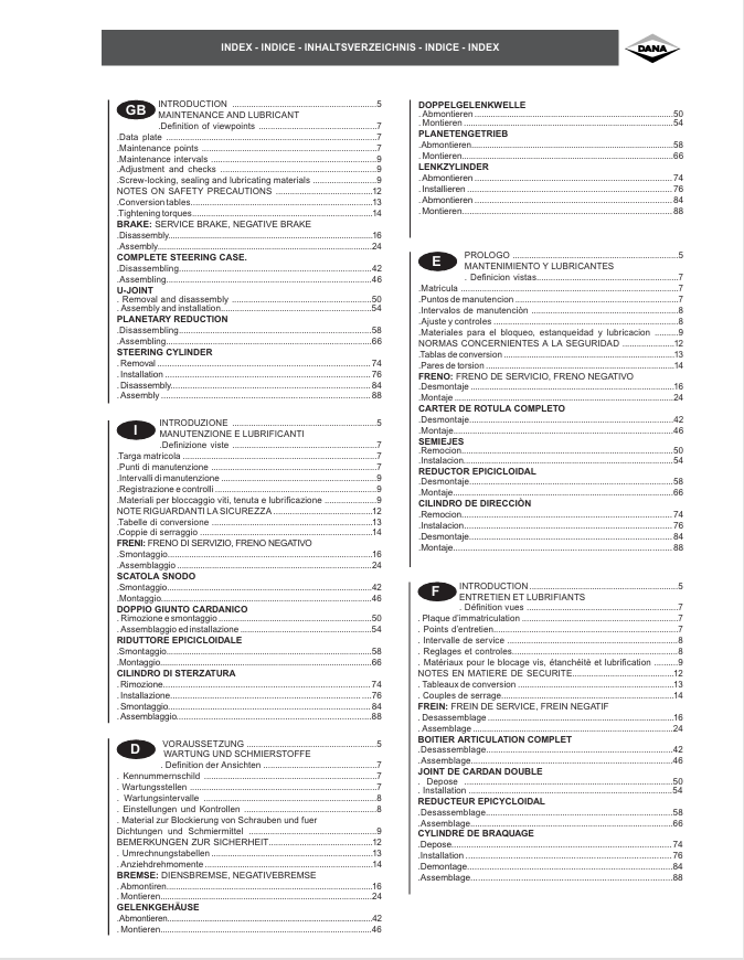 GEHL Dana 223 Axle MO223S10 Service Manual 50960009