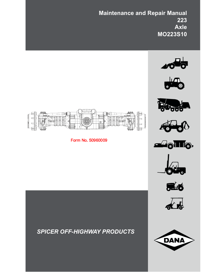 GEHL Dana 223 MO223S10 Axle Maintenance Repair Manual PDF
