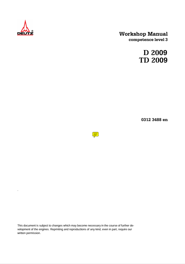 GEHL Deutz D 2009 & TD 2009 CL3 Engine Workshop Manual 917372 PDF