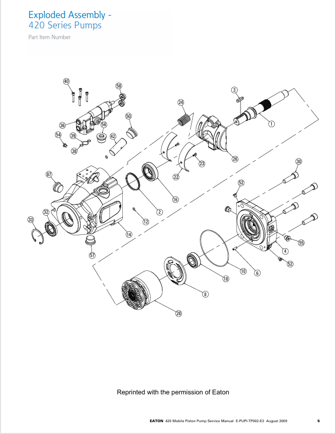 GEHL Eaton 420 Hydraulic Piston Pump Repair Manual 50950145