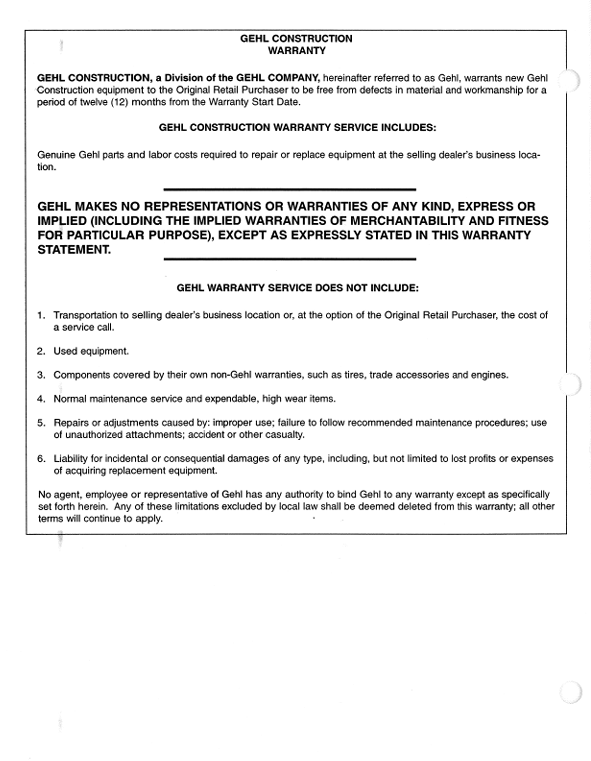 GEHL GE272, GE292, GE342 & GE362 Operator Manual 908125 Download