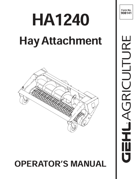GEHL HA1240 Hay Attachment Operator Manual 908141 PDF Download