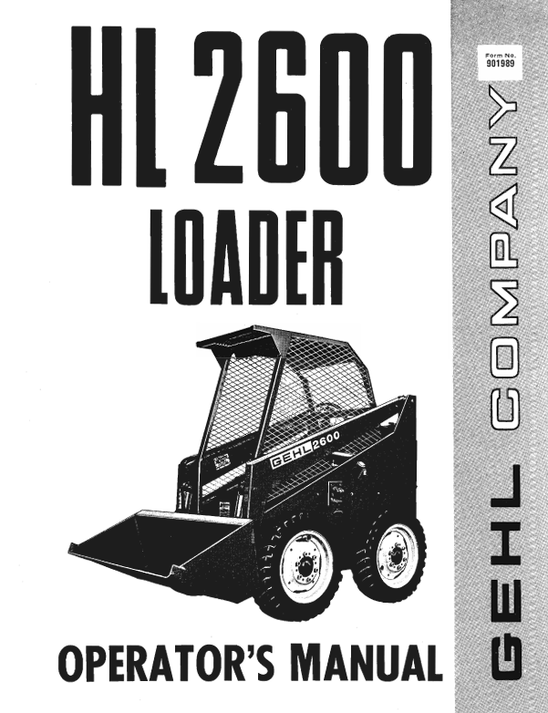 GEHL HL 2600 Loader Operator Manual 901989 PDF Download