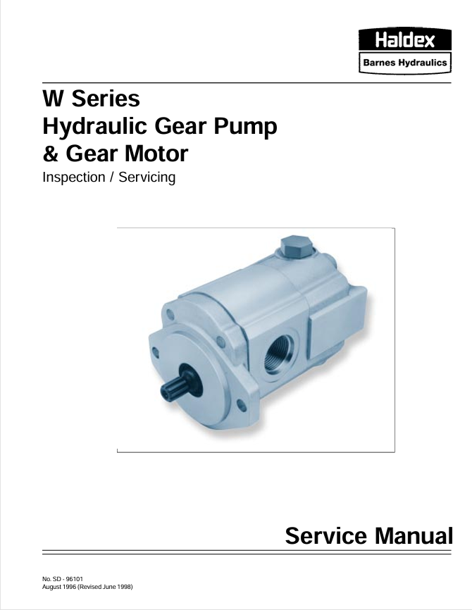 GEHL Haldex Barnes W Series Hydraulic Gear Pump Motor Manual
