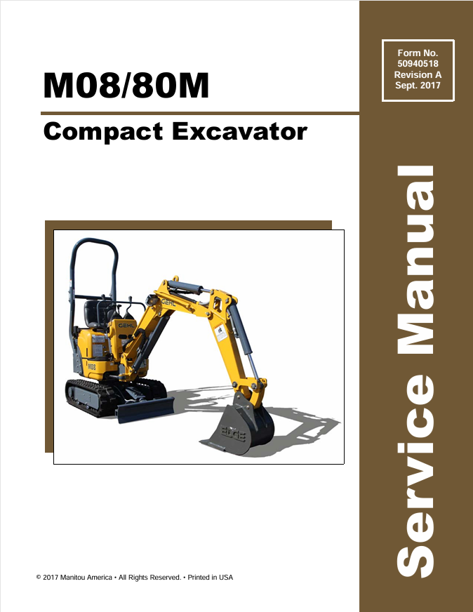 GEHL M08, 80M Compact Excavator Service Manual 50940518 PDF Download