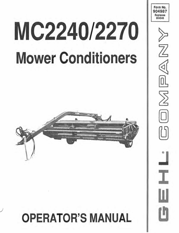 GEHL MC2240 MC2270 Mower Conditioner Operator Manual PDF 904987