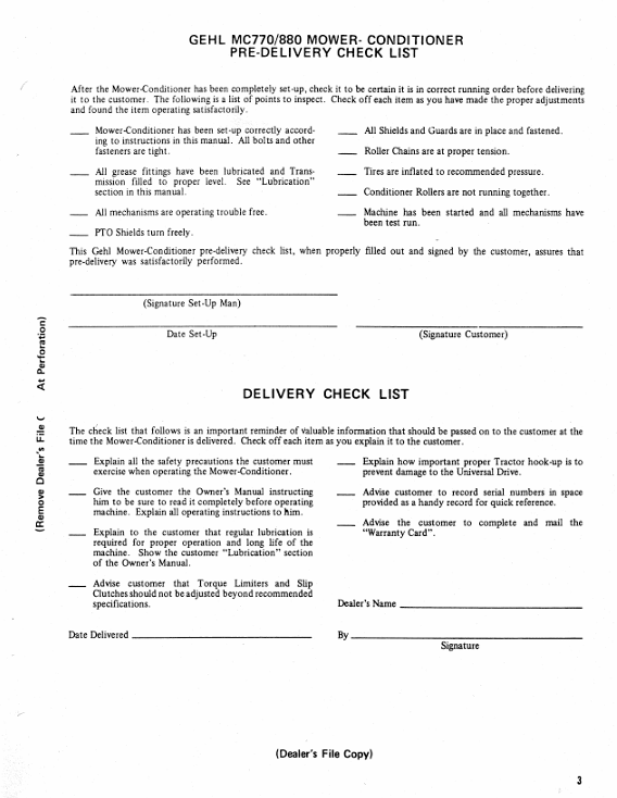 GEHL MC770 MC880 Farm Equipment Operator Manual 901825 PDF