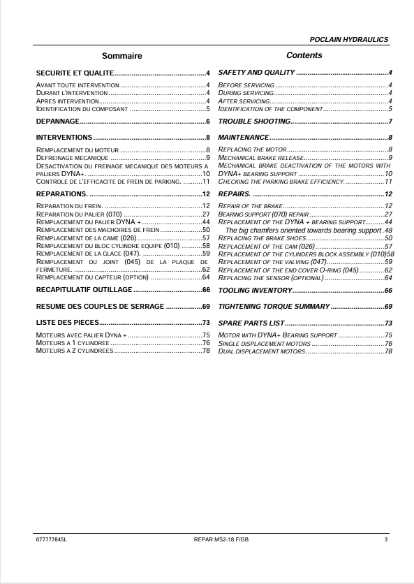 GEHL MSE02MS11 Poclain Hydraulic Motor Service Manual