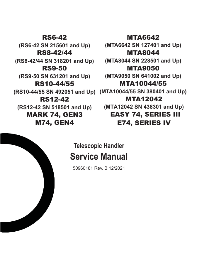 GEHL & Manitou Telescopic Handler Service Manual 50960181 PDF