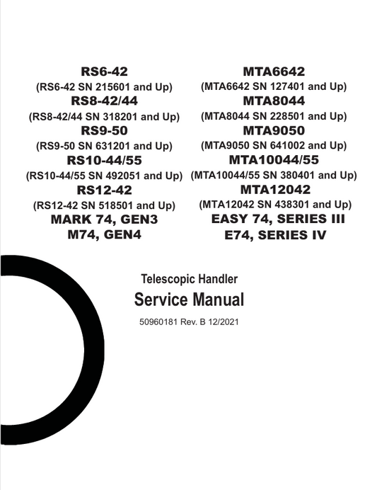 GEHL & Manitou Telescopic Handler Service Manual 50960181 PDF