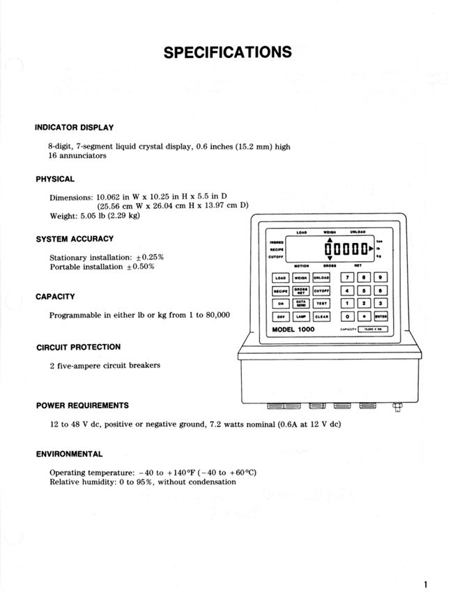 GEHL Model 1000 Operator Manual 903426 Microprocessor Scale Indicator PDF