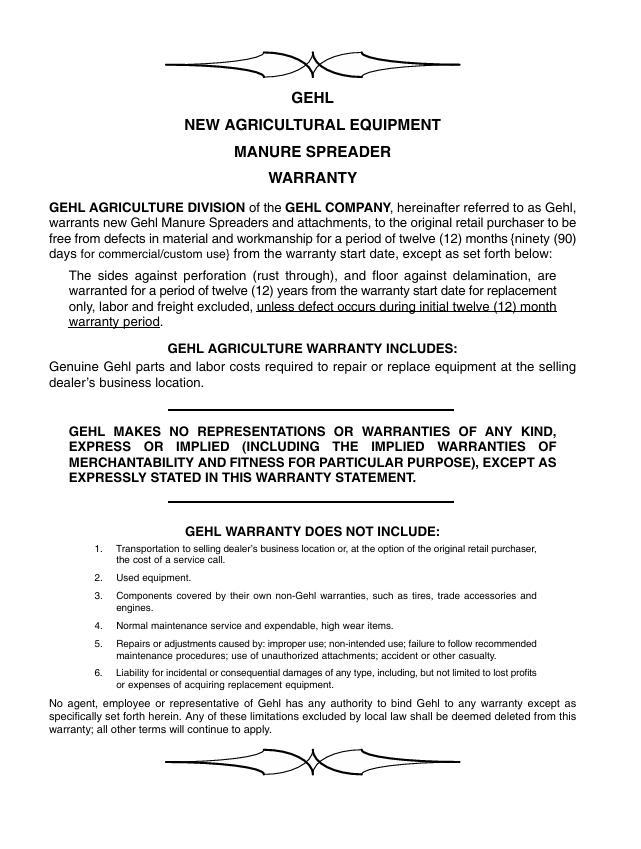 GEHL Models 1177, 1217, 1287 & 1410 Operator Manual 907540 PDF