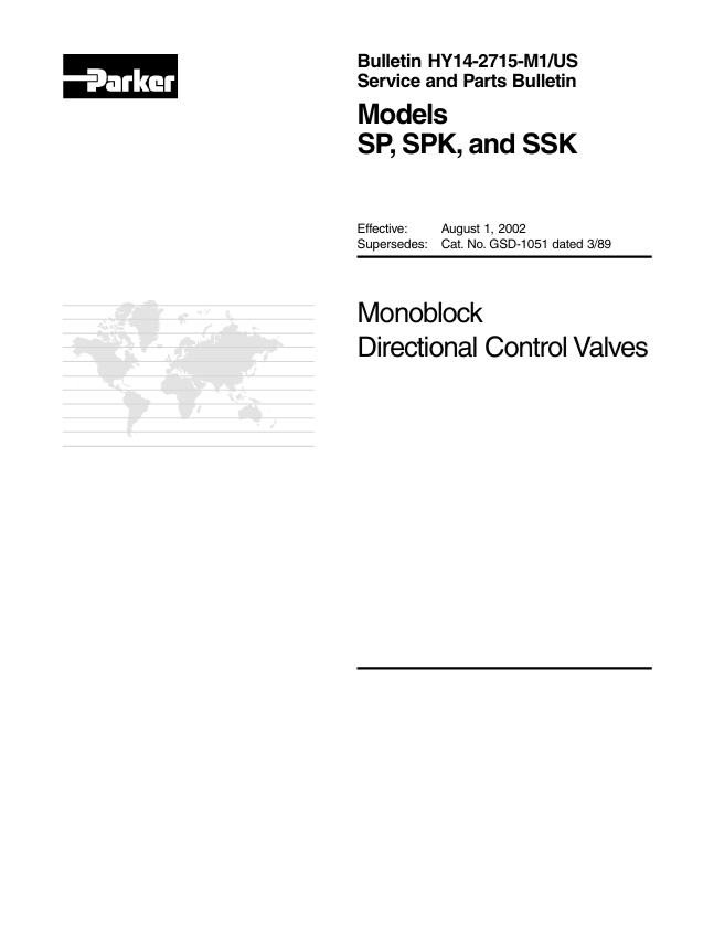 GEHL Parker SP, SPK, SSK Valve Service & Parts Manual 915118