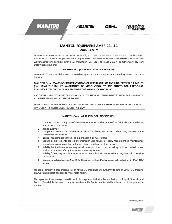 GEHL R135 GEN:2 Skid-Steer Loader Owner's Manual PDF