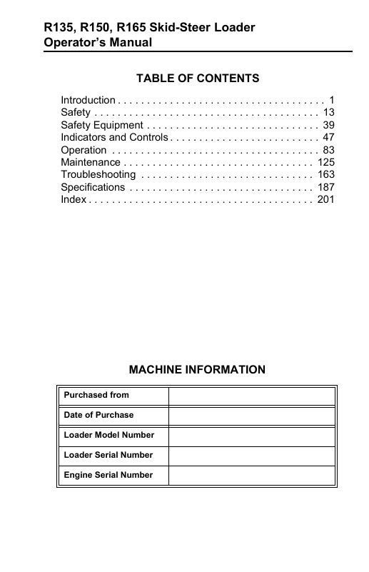 GEHL R135/R150/R165 Operator & Maintenance Manual 50940193 PDF