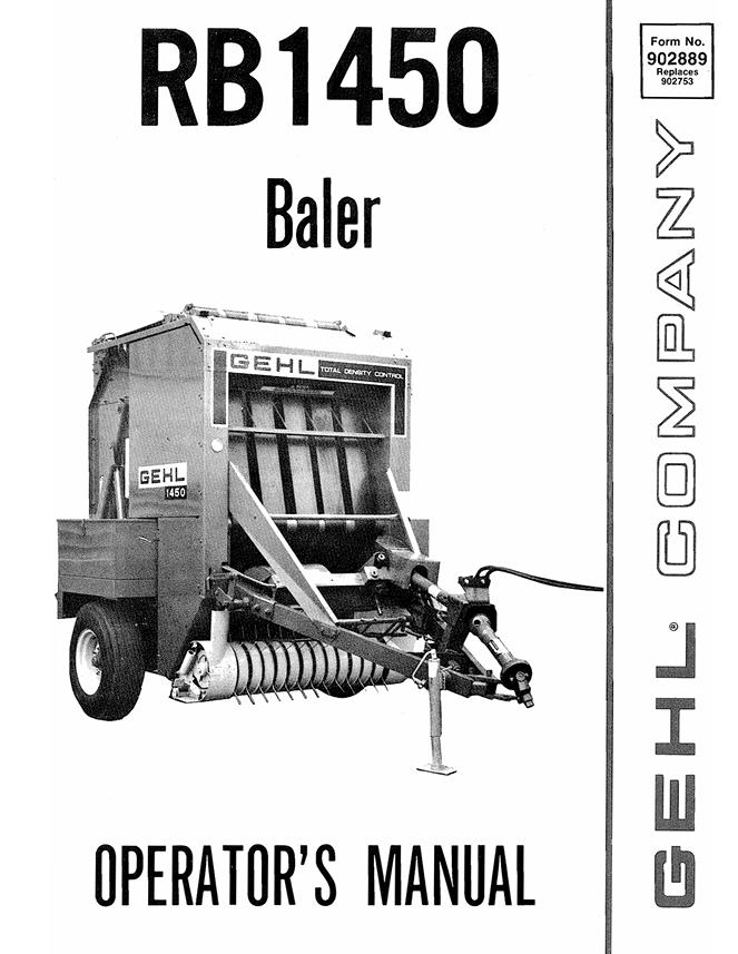 GEHL RB1450 Baler Operator Manual 902889 PDF Download