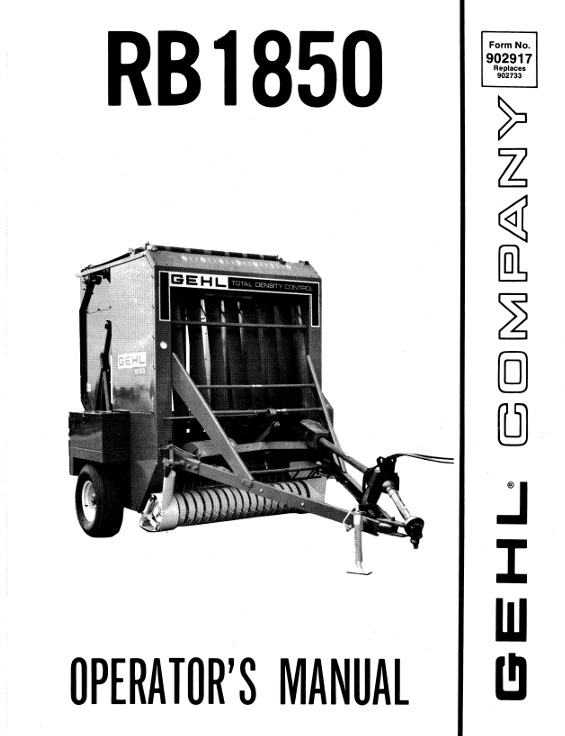 GEHL RB1850 Operator Manual 902917 PDF Download