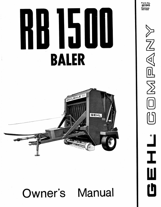 GEHL RB 1500 Baler Owner Manual 901645 PDF Download
