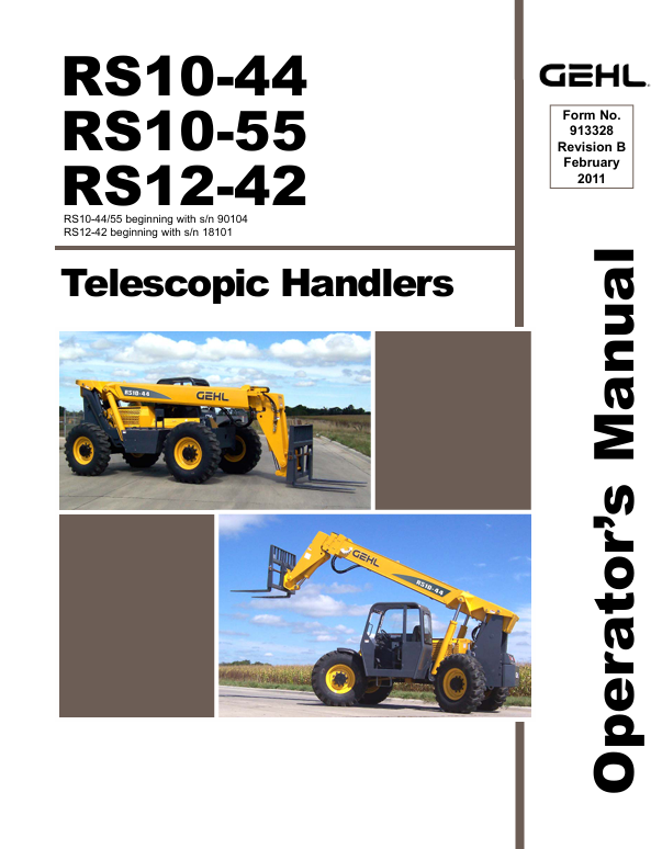 GEHL RS10-44 RS10-55 RS12-42 Telescopic Handler Operator Manual 913328 PDF