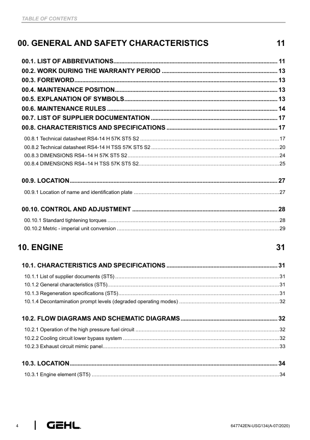 GEHL RS4-14 H ST5 S2 Telescopic Handler Service Manual