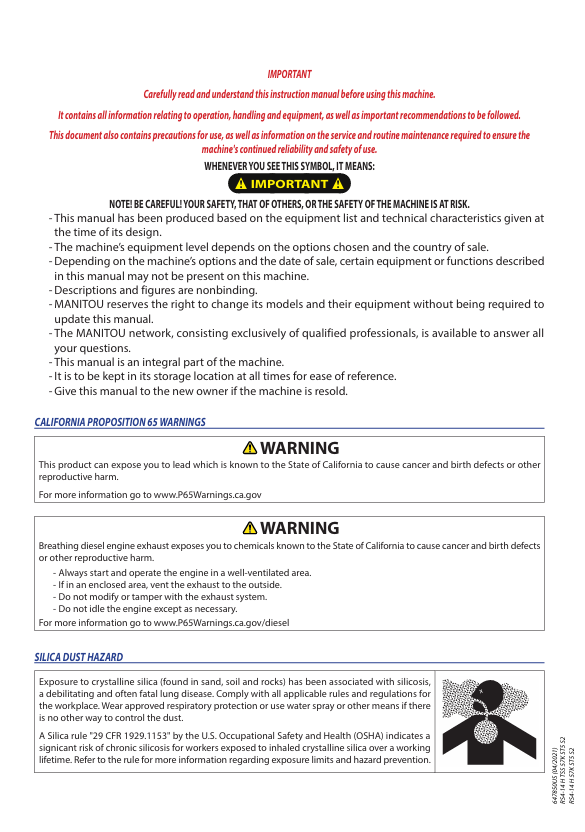 GEHL RS4-14 H TSS 57K ST5 S2 Operator Manual PDF 647850US