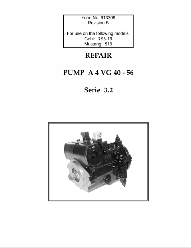 GEHL RS5-19 A4VG 40-56 Series 3.2 Pump Repair Manual PDF