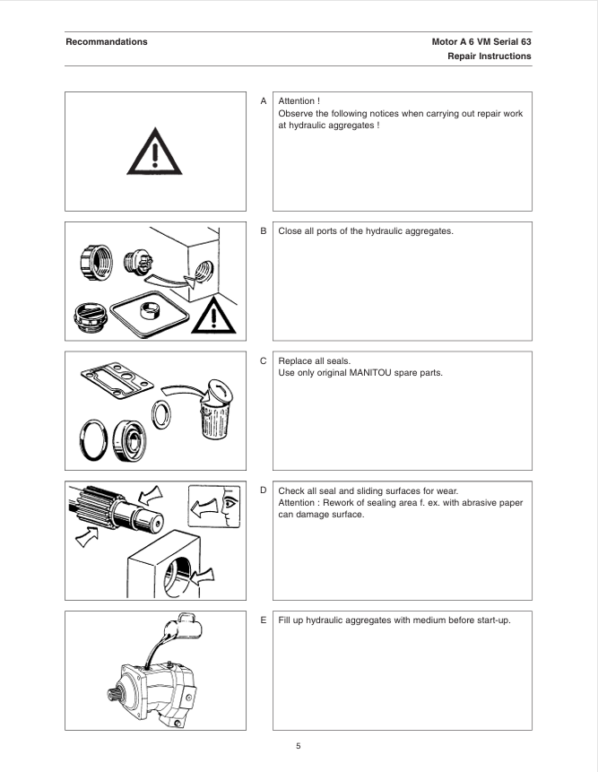 GEHL RS5-19 A6VM Hydraulic Motor Repair Manual 913308 PDF