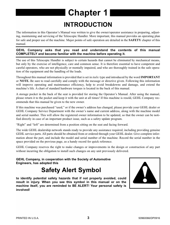 GEHL RS5-19 Operator and Maintenance Manual 50960066 PDF