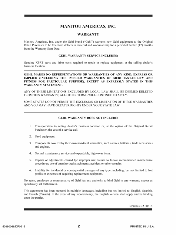 GEHL RS5-19 Telescopic Handler Operation & Safety Manual PDF