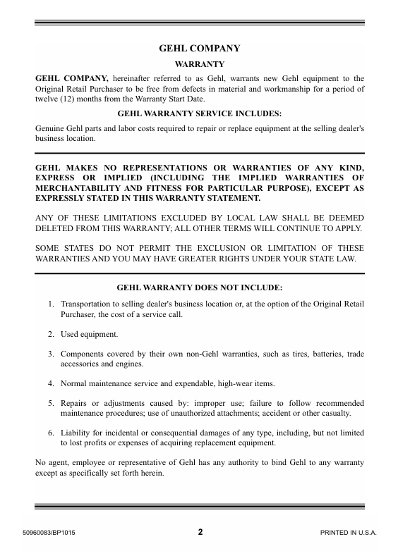 GEHL RS6-34 Operator Manual PDF Download – 50960083