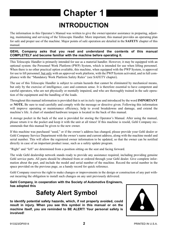 GEHL RS6-34 Telehandler Operator's Manual 913323 PDF Instant Download