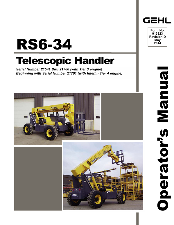 GEHL RS6-34 Telescopic Handler Operator Manual 913323 PDF Download