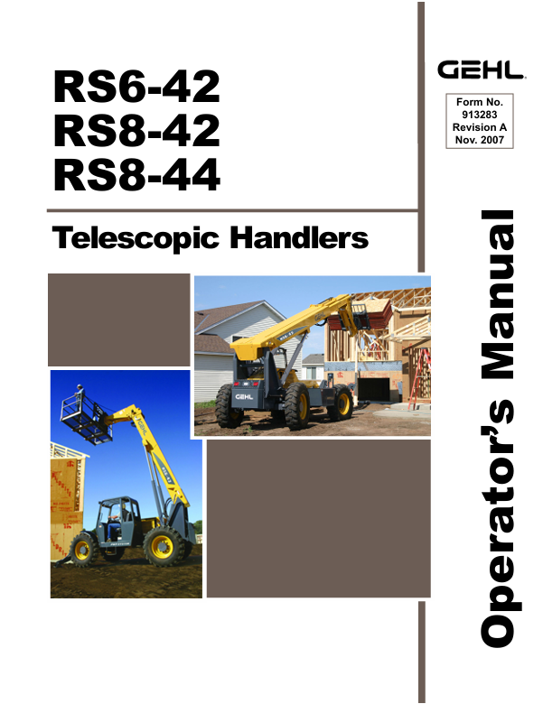 GEHL RS6-42 RS8-42 RS8-44 Telehandler Owner's Manual PDF