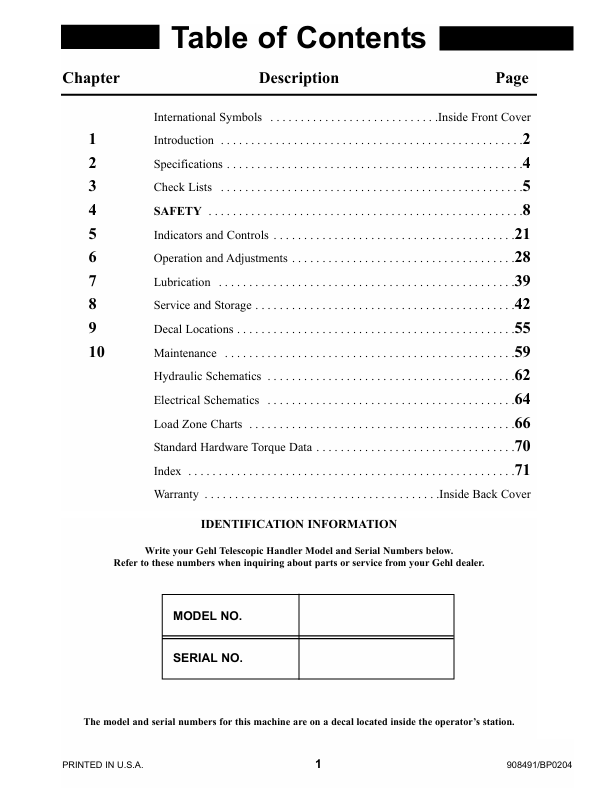 GEHL RS6 and RS8 Telescopic Handler Manual PDF – 908491
