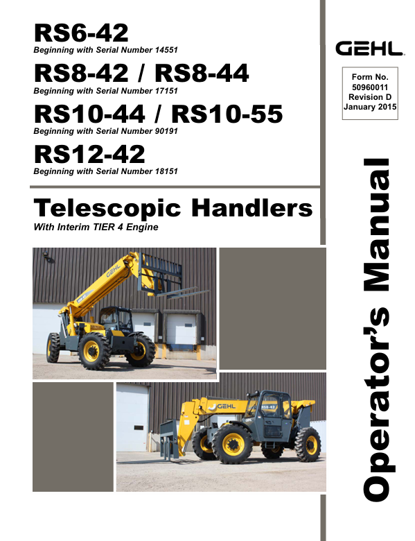 GEHL RS Telehandler Operator Manual 50960011 PDF Download