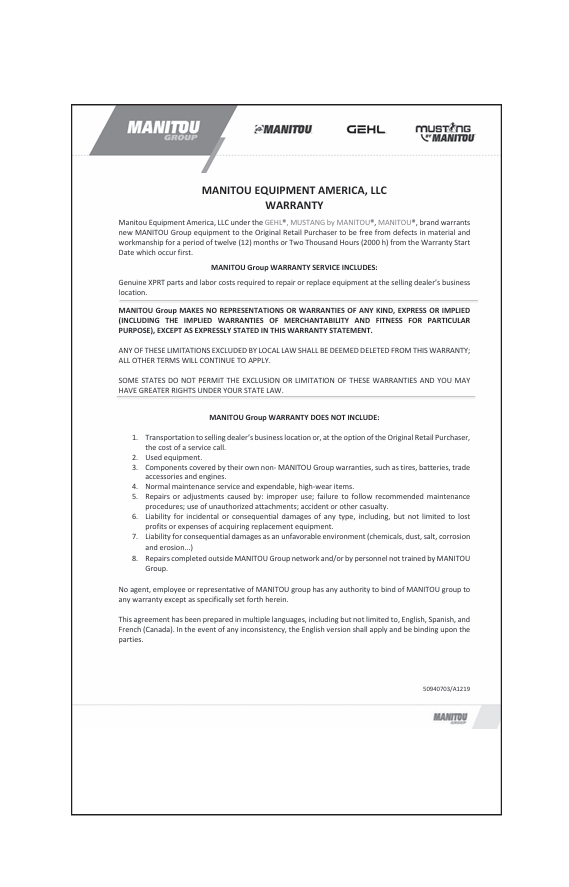 GEHL RT105 Compact Track Loader X-Series Manual 50950434 PDF