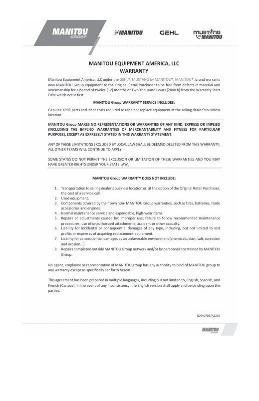 GEHL RT135(EU) Compact Track Loader PDF Operator Manual – 50950466